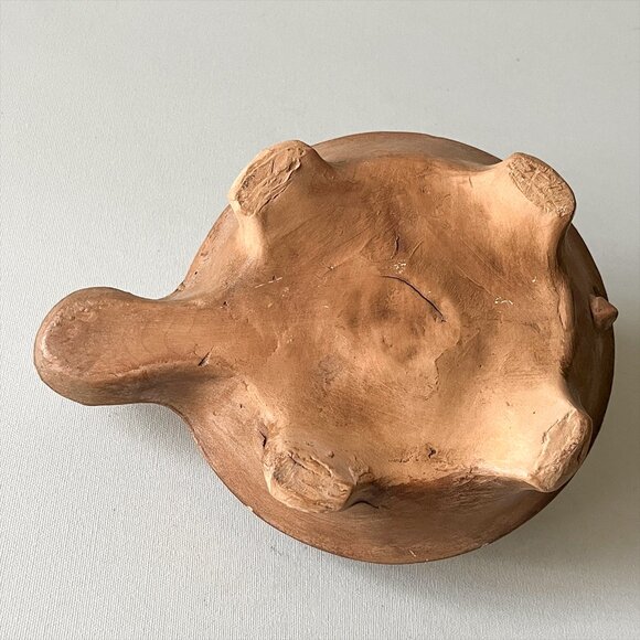 Vtg Handmade Cute Turtle Flower Frog 12 Hole Rustic Art Pottery Flower Holder - Picture 6 of 11